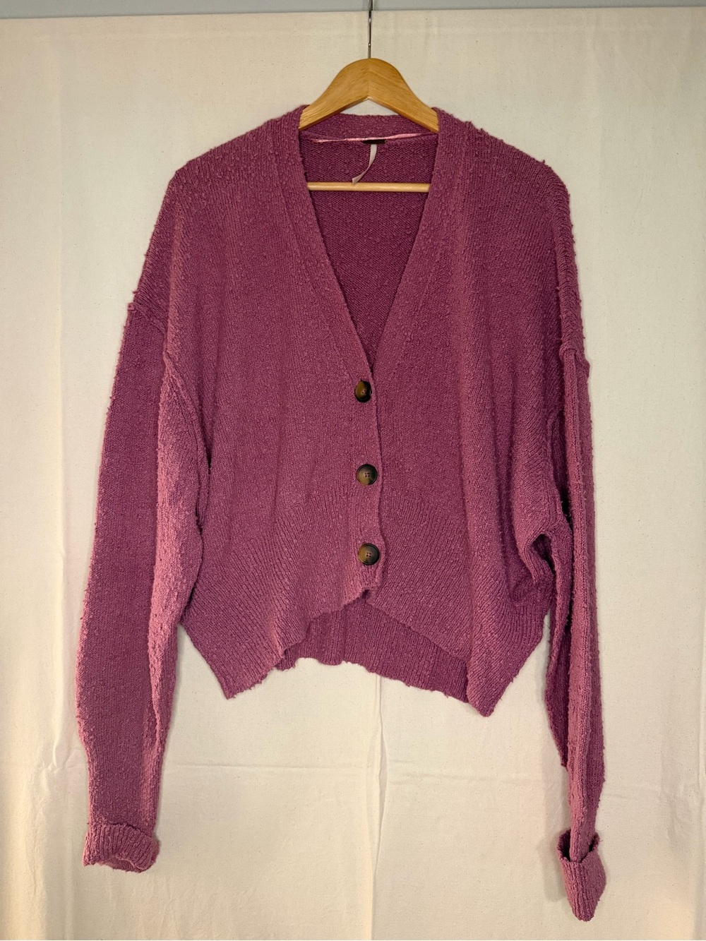 Free People Plush Button-Front Cardigan - Mauve